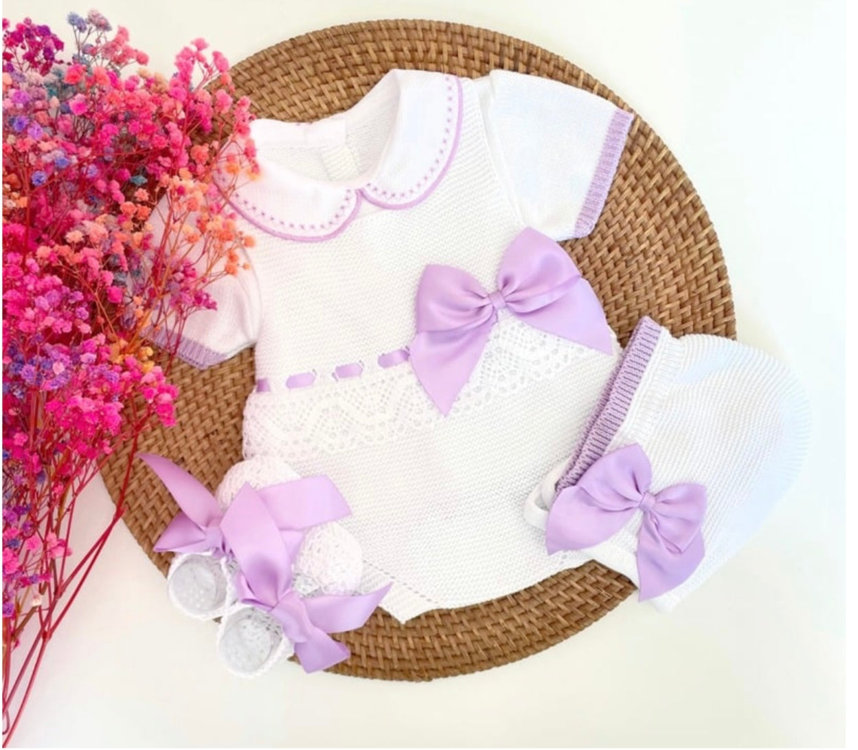 SET DE NACIMIENTO ROMANA LILA/BLANCO