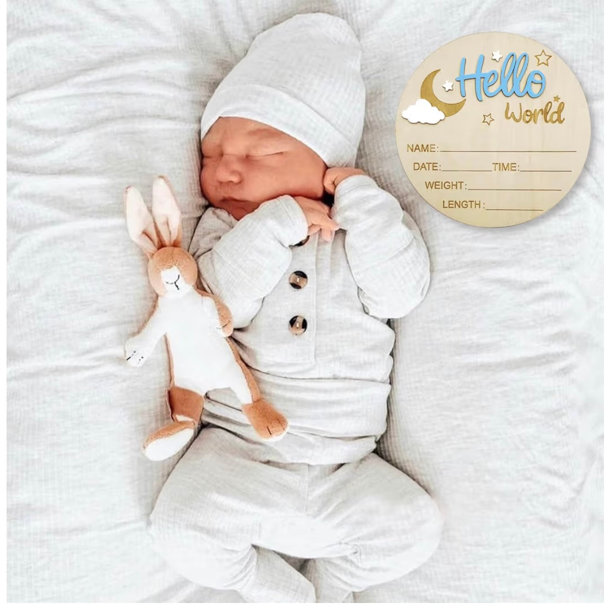 Letrero Hello World azul claro