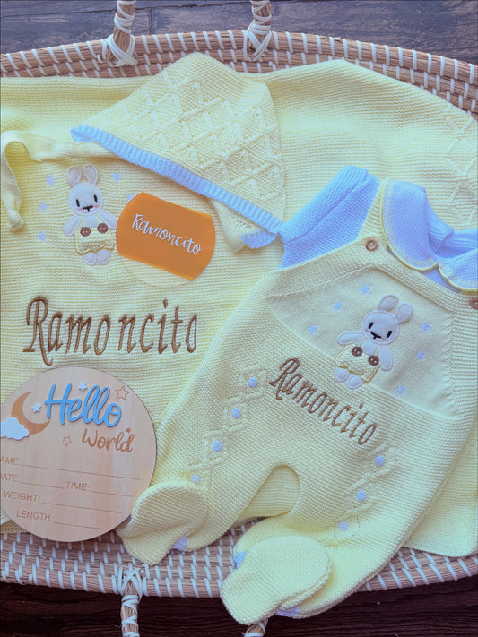 Set conejitos amarillo-blanco