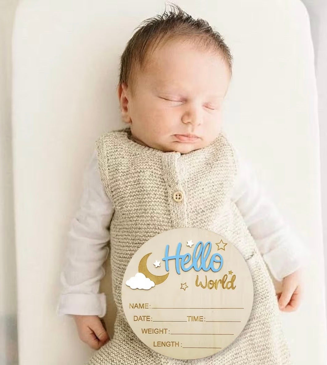 Letrero Hello World azul claro