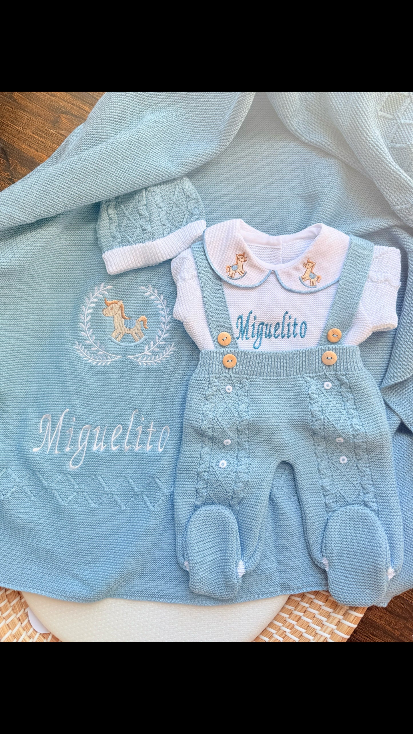Pack nacimiento personalizado Caballito azul cobalto
