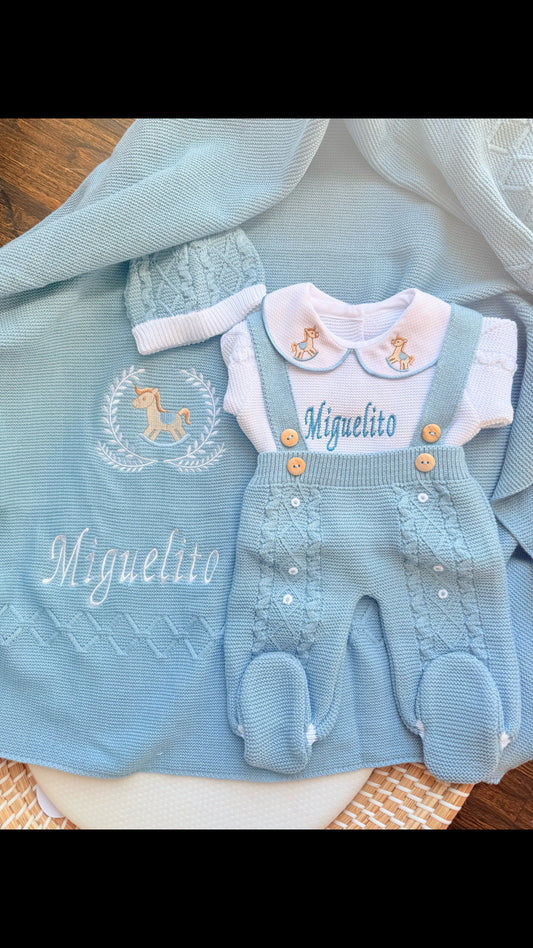 Pack nacimiento personalizado Caballito azul cobalto